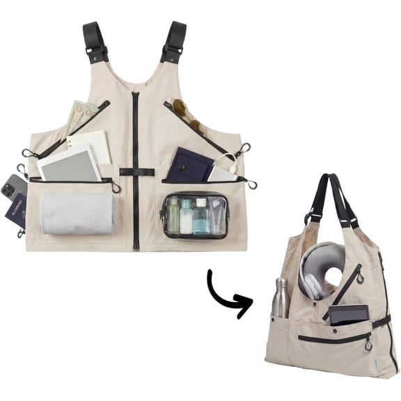 2-in-1 Convertible Travel Vest with Pockets for Men & Women | Avoid Carry-On Fees | Wearable Luggage | Vest Bag