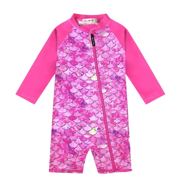 weVSwe Toddler Girls Swimsuit 0-3 Years, UPF 50 Sun Protection Baby Girls Rash Guard, Zipper Closure Perfect for Swimming & Beach Activities