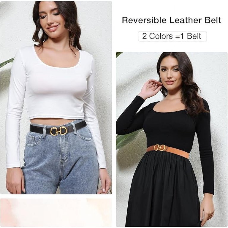 AWAYTR Women Reversible Belt - Two-in-One Women Leather Belt  display picture 3