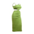 thumbnail image 4 of Robe Longue Ajourée pour Femmes Bodycon Dos Nu Maxi Robe Col en V Bretelles Spaghetti Robe Cocktail, 4 of 7