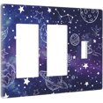 thumbnail image 2 of NICKSUN Galaxy Space Purple Combination Wall Plate, 3 Gang 2 Rocker 1 Toggle Outlet Cover Decorative Switch Plate for Office Home Decor, 4.5 x 6.38 Inch, 2 of 7