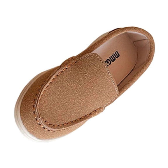 Kids Loafers Slip-On Brown | Unisex Casual School Shoes for Kids & Big Kids | Easy On Moccasin PU Comfort Shoes,Size 34