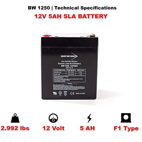 Bright Way Group BW 1250 F1 0124 12V 5A Sealed Lead Acid Battery