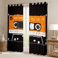 thumbnail image 2 of Homewish Teens Boys Girls Magnetic Tape Curtains Pack of 2 (42x84 Each),Music Melody Theme Curtains Blackout,Black Orange Bedroom Curtains,Lightweight Room Decor, 2 of 6