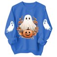 thumbnail image 3 of Kiijoy Girls Halloween Graphic Sweatshirt Cute Long Sleeved Pullover, Blue, Sizes 1-2T, 3 of 4