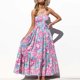 thumbnail image 1 of Vestido largo con estampado floral para mujer, vestido largo con estampado floral sin tirantes y hombros descubiertos para mujer, vestido floral sin tirant, 1 of 6