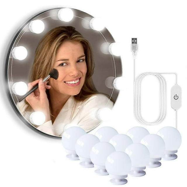 Hollywood Mirror Usb Makeup Lights 10 Bulbs 3 Lighting Modes Tabletop Wall Mounted Cosm Only Including Lights