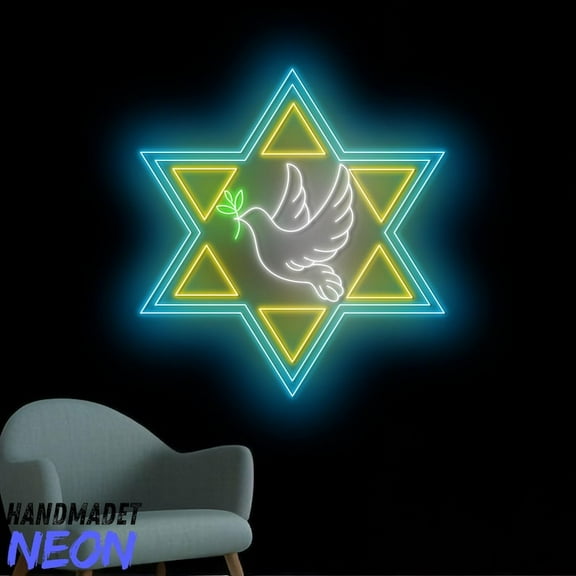 Handmadetneonsign Hanukkah Star Neon Sign, Hanukkah Led Sign, Wall Art, Holiday Home Wall Decor 91216