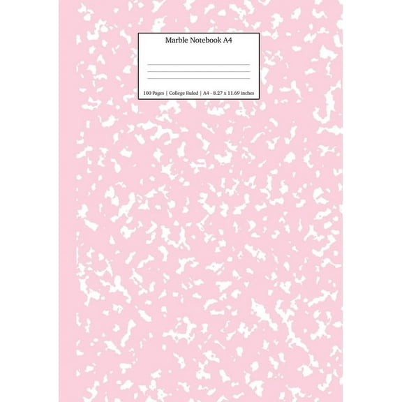 Pastel Stationery Notebooks A4 Marble Notebook A4: Pastel Pink College Ruled Journal, Book 1, (Paperback)