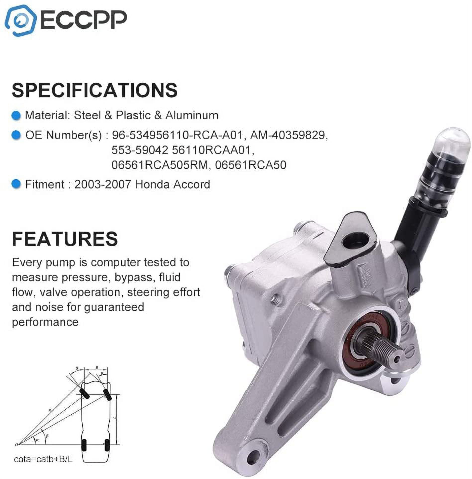 ECCPP 21-5349 Power Steering Pump Power Assist Pump Fit for 2003 2004 2005 2006 2007 for Honda Accord