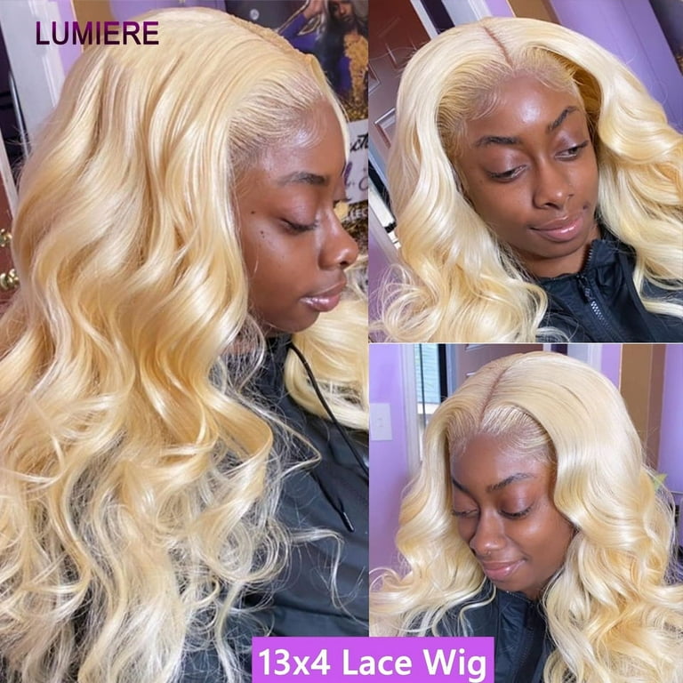 150 30 32 Inch Lace Frontal Wigs Body Wave 13x4 Lace Front Wig 613 Blonde Color Preplucked Remy Brazillian Long Human Hair 20 inch Lumiere Hair Walmart