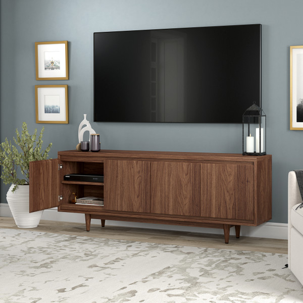Aelin Rectangular TV Stand for TV's up to 75" in Satin Walnut