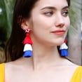 thumbnail image 4 of QIQUWOHUL 4 Of July Earrings Beaded American Flag Star Earrings For Women Handmade Tassel Dangle Independence Day Patriotic Earrings Memorial Day Holiday Jewelry, 4 of 9