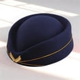 thumbnail image 3 of Women's Stewardess Hat, Wool Blend Cosplay Cap for Stage Performance, Costume Dress Up, Elegant Uniform Style Hat with Ergonomic Fit - Navy, 3 of 6