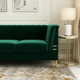 thumbnail image 5 of Modern Tufted Velvet Sofa with Scroll Arm and Back, Living Room 3-Seater Sofa Couch, Green, 5 of 8