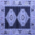 thumbnail image 1 of Ahgly Company Machine Washable Indoor Square Abstract Blue Modern Area Rugs, 3' Square, 1 of 1