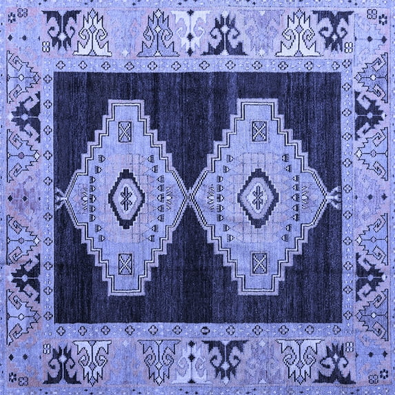 Ahgly Company Machine Washable Indoor Square Abstract Blue Modern Area Rugs, 3' Square