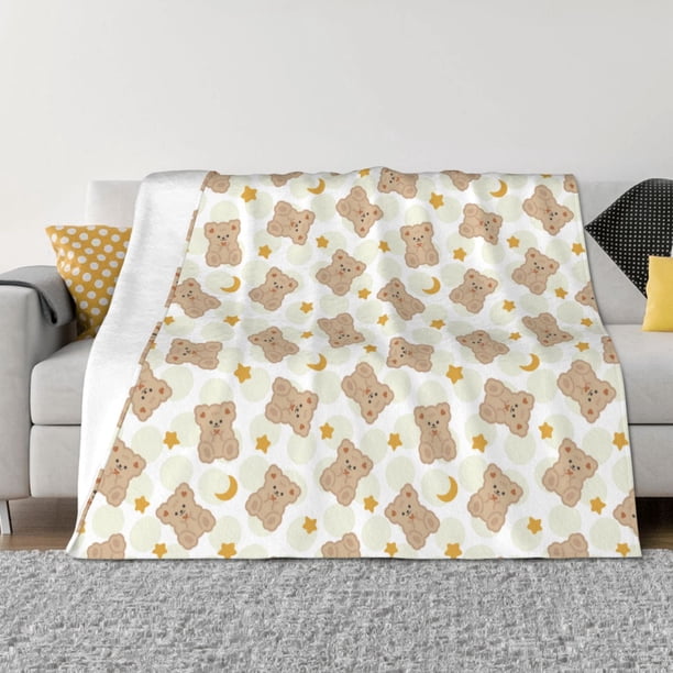Fotbe Kawaii Bear Manta de Franela con Estampado, Manta Ultrasuave para Cama, Sofá, Auto, Hipoalergénica y Antibolitas-40"x30"