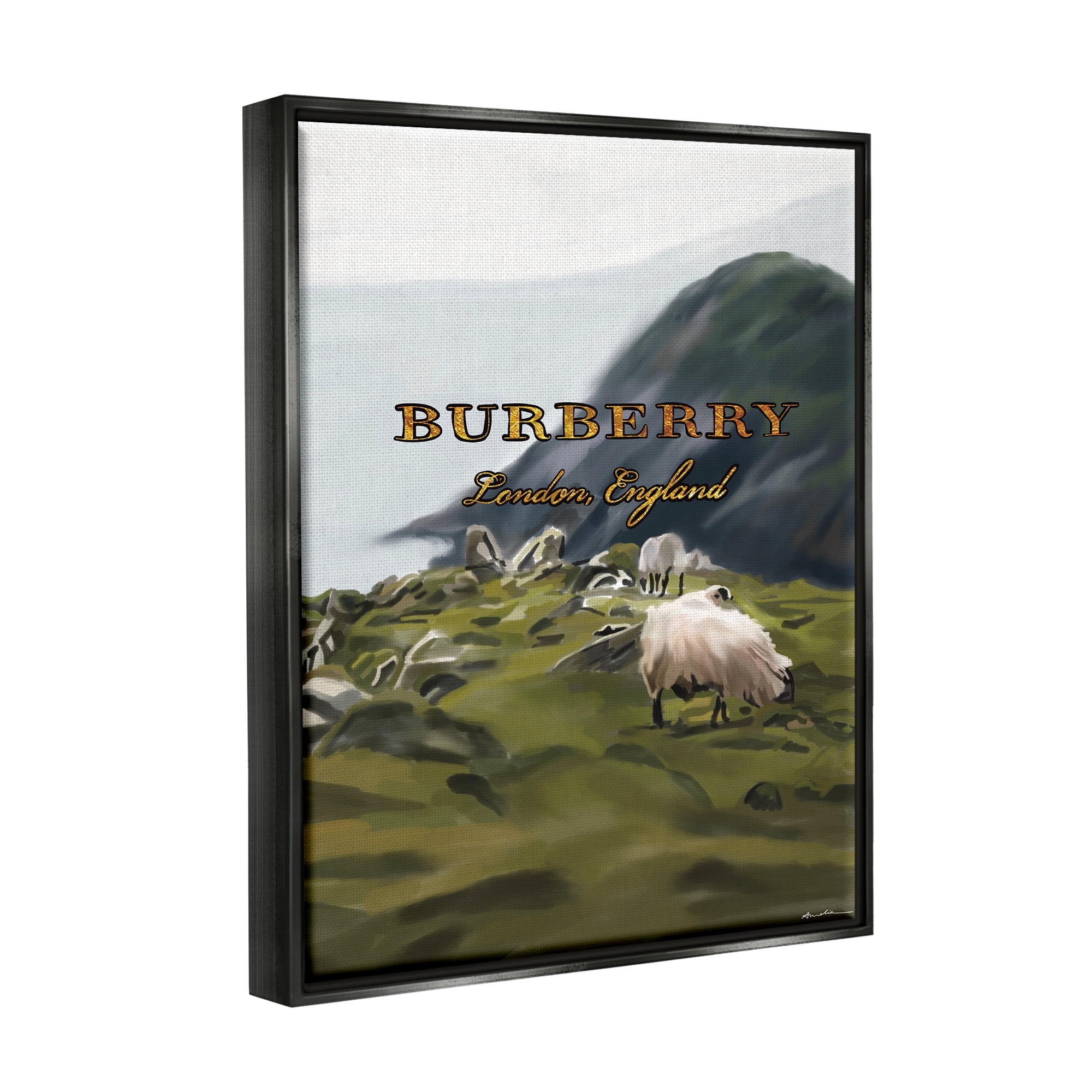 Stupell Industries Glam Brand Landscape Nature Painting Black Floater Framed Art Print Wall Art, 17 x 21