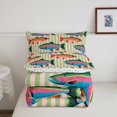 thumbnail image 5 of Manfei Whimsical Trout Full Size Comforter Sets, Stripe Lines Bedding Comforter Set, Pink Sage Green, Polkadot Reversible, 3pcs, 1 Comforter and 2 Pillowcases, 5 of 7