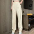 thumbnail image 4 of Women's Casual High Waisted Pleated Wide Leg Palazzo Pants Trousers, 4 of 6