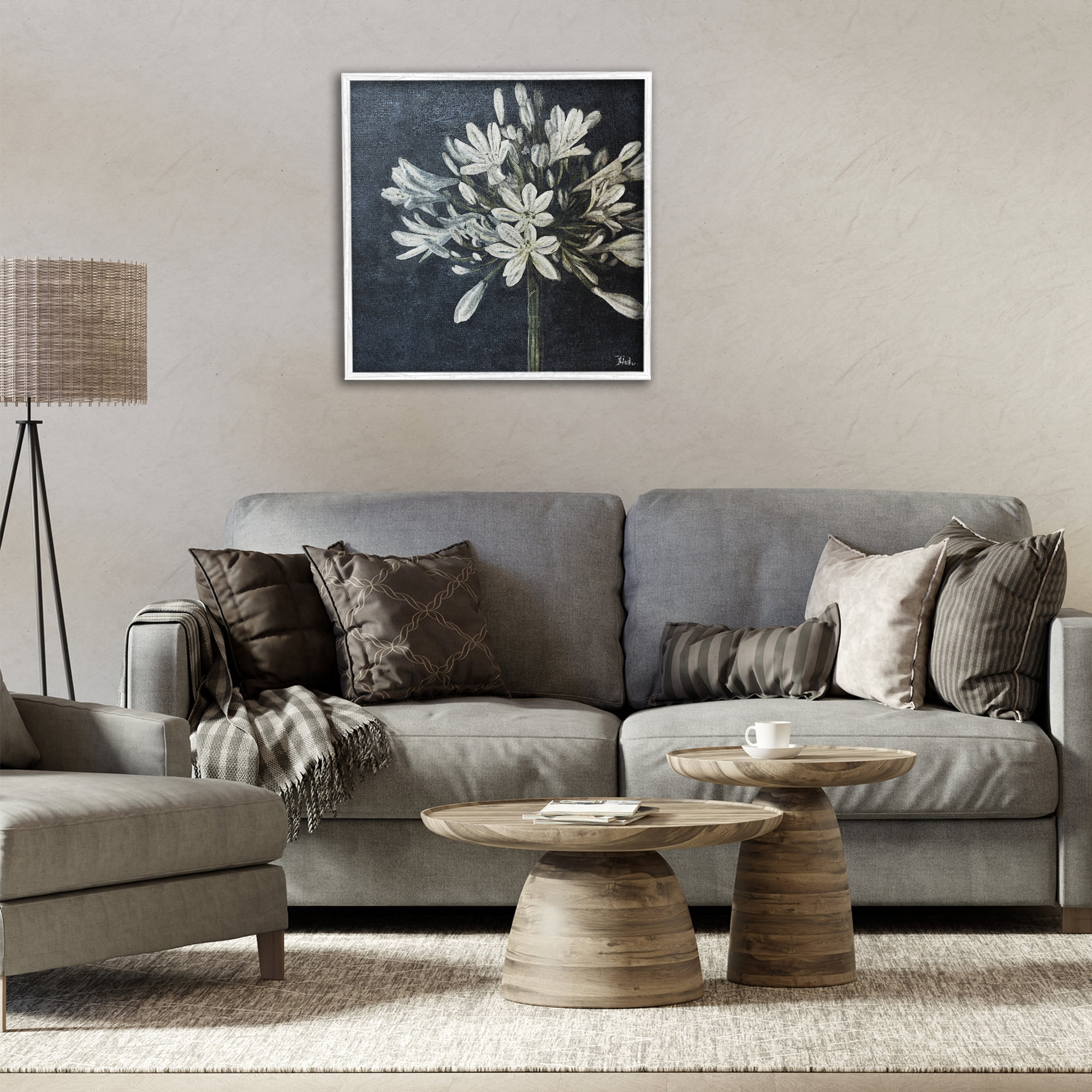 Stupell Industries White Herb Blooms Botanical & Floral Painting White Framed Art Print Wall Art, 24 x 24