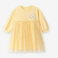 thumbnail image 2 of bbymog Baby Girl Clothes Fashion Cute Long Sleeve Mesh Yarn Play Dress for Girls Casual Dresses Yellow 5 years, 2 of 7