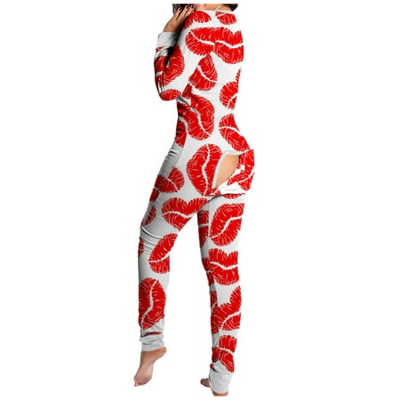 

ZIZOCWA Pajama Set For Women Soft Women Sleepwear Pajama Sleeve Romper Long Women Flap Nightwear Playsuit Jumpsuit Button Print Bodysuit Women S Jumpsuit Womens Open Back Sleepwear