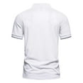 thumbnail image 4 of MIUOWANP Men's Short Sleeve Shirt Dressy Simplicity Color Blocking Business Casual Lapel Button T-Shirt Size L(8)White, 4 of 7