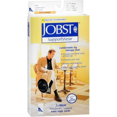 JOBST SupportWear Socks For Men Knee High 8-15 mmHg Black Medium 1 Pair