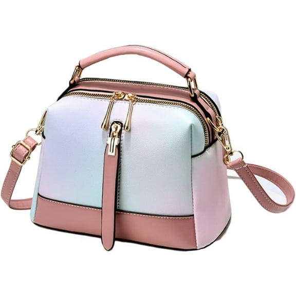 Womens Color Block Small Top-Handle Bag Stylish Design Crossbody Bags Shoulder Bag Lightweight Work Commuter Purse