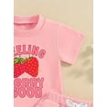 thumbnail image 5 of Zehjuhan 2pcs Infant & Toddler's "Feeling Berry Good" Print Casual Set, T-shirt & Shorts, Baby Girl's Clothes, 5 of 7