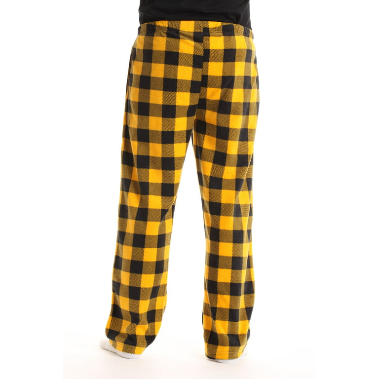 followme Microfleece Men's Buffalo Plaid Pajama Pants with Pockets (Gold Buffalo  Plaid, XX-Large) 