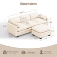 thumbnail image 4 of 110.2" Cloud Couch Sectional, Lofka Modern Modular Sofa with Deep Seat, Upholstered Living Room Furniture Set with Movable Ottoman and 2 Throw Pillows, Beige Couch, 4 of 14