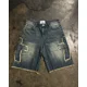thumbnail image 2 of Pantalones cortos de mezclilla y2k para hombre, pantalones de chándal desgastados, diseño bordado de borde cruzado, alta calidad, estilo hip hop, Verano, 2 of 5