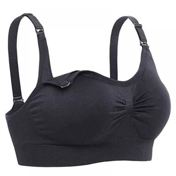 Women's Seamless Nursing Bra Wireless Maternity Breastfeeding Bralette(Black,M)