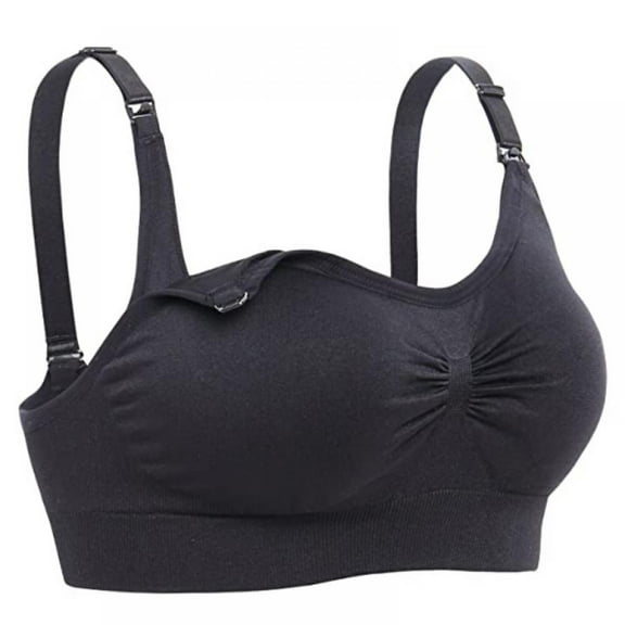 Womens Sleeping Nursing Bra Maternity Bra, Pregnancy Clothes Prevent Sagging Breastfeeding Women's Breathable Lactancia Bra, Black