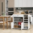 thumbnail image 4 of Topbuy Kitchen Island Cart with Drop-Leaf & Power Outlet Rolling Kitchen Cart on Wheels with Microwave Shelf Glass Holder White & Natural, 4 of 9