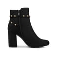 thumbnail image 3 of BLISSFUL STEP Women's Buckle Decor Block Heels Ankle Boots Black 7.5, 3 of 7