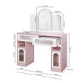 thumbnail image 7 of Hironpal Vanity Desk with Arched Tri-folding Mirror and Lights, Makeup Dressing Table with Adjustable Brightness and Storage Space for Women Girls Gift, 7 of 7