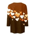 thumbnail image 3 of Inglocry Valentines Shirts For Women 3/4 Sleeve Valentine Day Top 2026 Cute Heart Print Graphic Shirt Crewneck Pullover Coffee M, 3 of 4