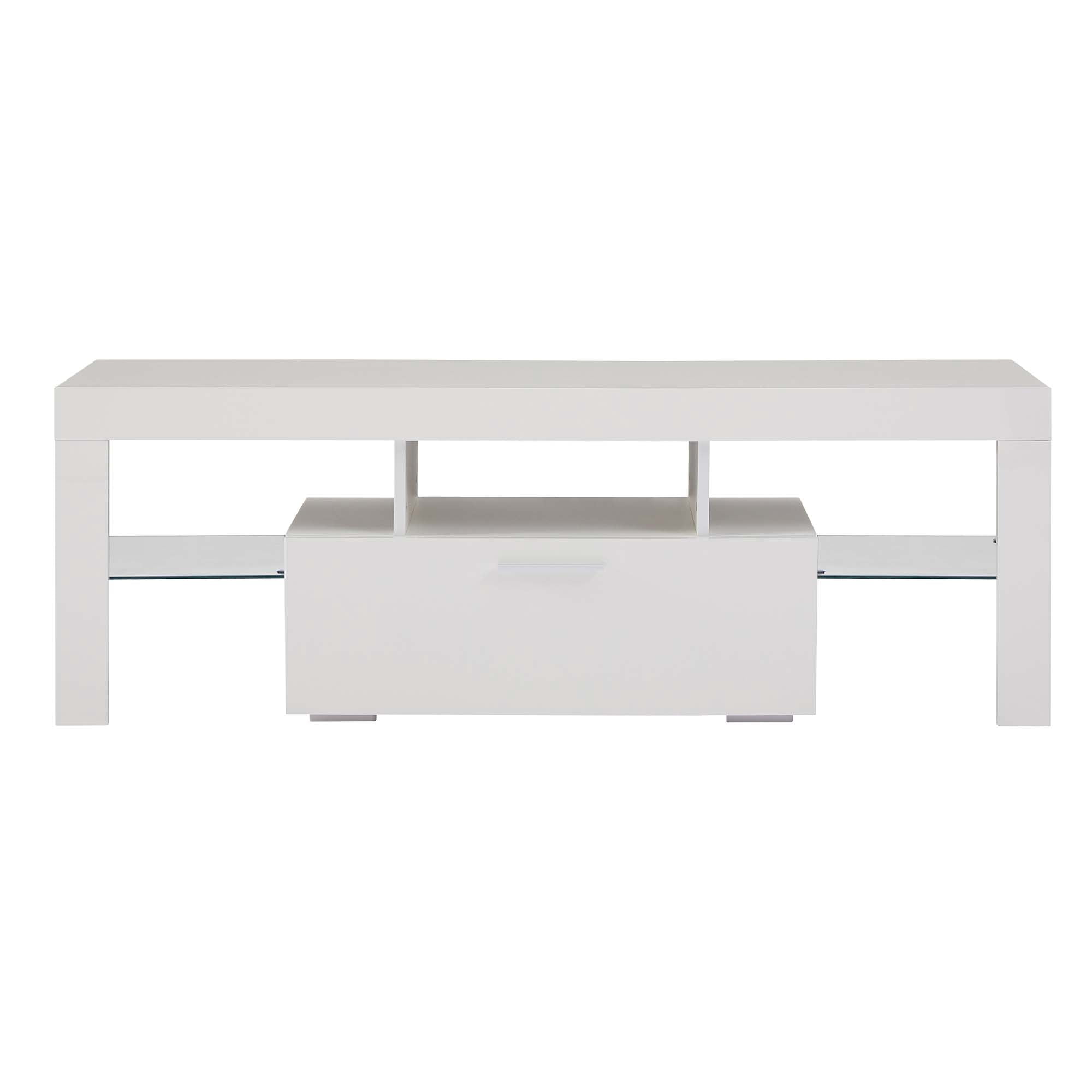 Aukfa LED  TV Stand for TVs up to 60", Storage TV Cabinet for Living Room - White
