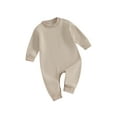 thumbnail image 2 of Loicainy Toddler Baby Boy Girl Fleece-lined Sweatshirt Romper 3 6 9 12 18 Months Solid Color Long Sleeve Jumpsuit for Newborn Cute Clothes, 2 of 9