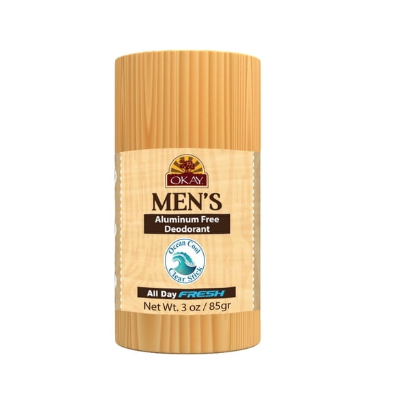 OKAY Pure Naturals Men's Deodorant, Wood Scent Natural Solid Stick, Aluminum Free Deodorant for Men, Long Lasting Odor Protection, 3 oz / 85 g