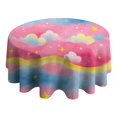 thumbnail image 4 of Colorful Cloud Star Pattern Round Tablecloth 60"x60",Wrinkle Wipeable Table Cloth for Kitchen Dining Room Picnic Patio Party, 4 of 6