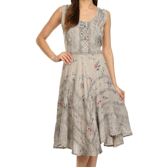 Sakkas Fairy Maiden Corset Style Dress - Taupe - Large