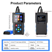 TopDiag T200 OBD2 Scanner Diagnostic Tool, OBD II Clear Reset Engine Error Code Professional Code Reader Diagnostic Scan Tools, Mode 6, Mode 8 & One-Click I/M, Plug & Play(Without Battery)Diagnostic