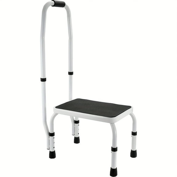 Adjustable Height Step Stool with Handle - Durable Metal, Non-Slip Surface, 1-Step Design for Adults & Pets, Portable for Home, Office, RVs, Stool Foldable