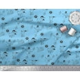 thumbnail image 3 of Soimoi Blue Cotton Voile Fabric Heart & Birds Cartoon Print Fabric by the Yard 42 Inch Wide, 3 of 3