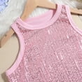 thumbnail image 3 of Felirenzacia Women's Crew Neck Metallic Shimmer Sequin Sleeveless Camisole Tank Top, Pink,M, 3 of 8